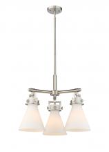  411-3CR-SN-G411-7WH - Newton Cone - 3 Light - 21 inch - Satin Nickel - Pendant