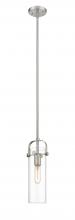  423-1S-SN-4CL - Pilaster - 1 Light - 12 inch Long Glass - Brushed Satin Nickel - Stem hung - Mini Pendant