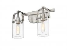  423-2W-SN-4CL-LED - Pilaster - 2 Light - 15 inch - Brushed Satin Nickel - Bath Vanity Light