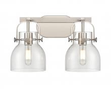  423-2W-SN-G412-6CL - Pilaster II Bell - 2 Light - 17 inch - Satin Nickel - Bath Vanity Light