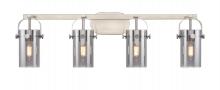  423-4W-SN-G423-7SM - Pilaster II Cylinder - 4 Light - 35 inch - Satin Nickel - Bath Vanity Light