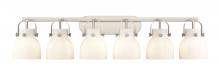  423-6W-SN-G412-6WH - Pilaster II Bell - 6 Light - 46 inch - Satin Nickel - Bath Vanity Light