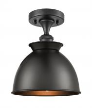  516-1C-BK-M14-BK-LED - Adirondack - 1 Light - 8 inch - Matte Black - Semi-Flush Mount