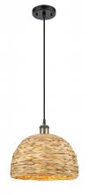 Innovations Lighting 516-1P-BAB-RBD-12-NAT - Woven Rattan - 1 Light - 12 inch - Black Antique Brass - Mini Pendant