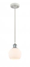  516-1P-WPC-G121-6 - Athens - 1 Light - 6 inch - White Polished Chrome - Cord hung - Mini Pendant