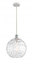  516-1P-WPC-G1215-12-LED - Athens Water Glass - 1 Light - 12 inch - White Polished Chrome - Cord hung - Mini Pendant