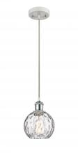  516-1P-WPC-G1215-6 - Athens Water Glass - 1 Light - 6 inch - White Polished Chrome - Cord hung - Mini Pendant