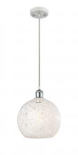  516-1P-WPC-G1216-10WM - White Mouchette - 1 Light - 10 inch - White Polished Chrome - Cord Hung - Mini Pendant