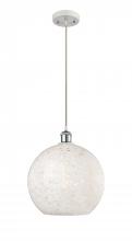  516-1P-WPC-G1216-12WM - White Mouchette - 1 Light - 12 inch - White Polished Chrome - Cord Hung - Mini Pendant