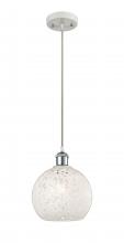  516-1P-WPC-G1216-8WM - White Mouchette - 1 Light - 8 inch - White Polished Chrome - Cord Hung - Mini Pendant