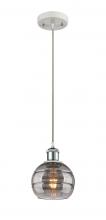  516-1P-WPC-G556-6SM - Rochester - 1 Light - 6 inch - White Polished Chrome - Cord hung - Mini Pendant