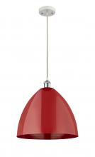  516-1P-WPC-MBD-16-RD-LED - Plymouth - 1 Light - 16 inch - White Polished Chrome - Cord hung - Mini Pendant