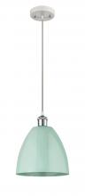  516-1P-WPC-MBD-9-SF - Plymouth - 1 Light - 9 inch - White Polished Chrome - Cord hung - Mini Pendant