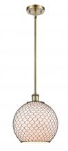  516-1S-AB-G121-10CBK - Farmhouse Chicken Wire - 1 Light - 10 inch - Antique Brass - Mini Pendant