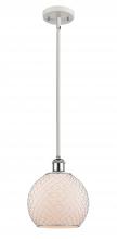  516-1S-WPC-G121-8CSN-LED - Farmhouse Chicken Wire - 1 Light - 8 inch - White Polished Chrome - Mini Pendant