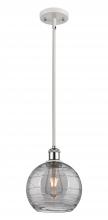  516-1S-WPC-G1213-8SM - Athens Deco Swirl - 1 Light - 8 inch - White Polished Chrome - Mini Pendant