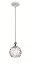  516-1S-WPC-G1215-6 - Athens Water Glass - 1 Light - 6 inch - White Polished Chrome - Mini Pendant