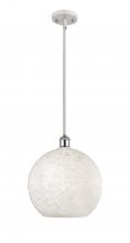  516-1S-WPC-G1216-12WM - White Mouchette - 1 Light - 12 inch - White Polished Chrome - Mini Pendant