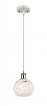  516-1S-WPC-G1216-6WM - White Mouchette - 1 Light - 6 inch - White Polished Chrome - Mini Pendant