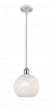  516-1S-WPC-G1216-8WM - White Mouchette - 1 Light - 8 inch - White Polished Chrome - Mini Pendant