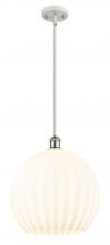  516-1S-WPC-G1217-14WV - White Venetian - 1 Light - 14 inch - White Polished Chrome - Pendant