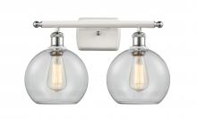  516-2W-WPC-G122C-8CL - Athens - 2 Light - 18 inch - White Polished Chrome - Bath Vanity Light