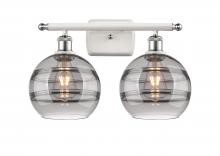  516-2W-WPC-G556-8SM - Rochester - 2 Light - 18 inch - White Polished Chrome - Bath Vanity Light