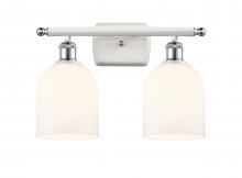  516-2W-WPC-G558-6GWH - Bella - 2 Light - 16 inch - White Polished Chrome - Bath Vanity Light