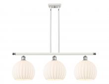  516-3I-WPC-G1217-10WV - White Venetian - 3 Light - 37 inch - White Polished Chrome - Stem Hung - Island Light