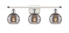  516-3W-WPC-G556-6SM - Rochester - 3 Light - 26 inch - White Polished Chrome - Bath Vanity Light