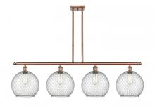  516-4I-AC-G122-10CSN - Farmhouse Chicken Wire - 4 Light - 48 inch - Antique Copper - Cord hung - Island Light