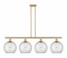  516-4I-SG-G122-10CSN - Farmhouse Chicken Wire - 4 Light - 48 inch - Satin Gold - Cord hung - Island Light