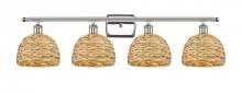  516-4W-PN-RBD-8-NAT - Woven Rattan - 4 Light - 38 inch - Polished Nickel - Bath Vanity Light