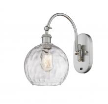  518-1W-SN-G1215-8-LED - Athens Water Glass - 1 Light - 8 inch - Brushed Satin Nickel - Sconce