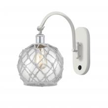  518-1W-WPC-G122-8RW - Farmhouse Rope - 1 Light - 8 inch - White Polished Chrome - Sconce