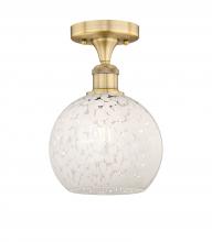  616-1F-BB-G1216-8WM - White Mouchette - 1 Light - 8 inch - Brushed Brass - Semi-Flush Mount