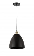  616-1P-BAB-MBD-12-BK-LED - Bristol - 1 Light - 12 inch - Black Antique Brass - Cord hung - Mini Pendant