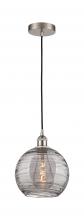  616-1P-SN-G1213-10SM - Athens Deco Swirl - 1 Light - 10 inch - Brushed Satin Nickel - Cord hung - Mini Pendant