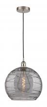  616-1P-SN-G1213-14SM - Athens Deco Swirl - 1 Light - 14 inch - Brushed Satin Nickel - Cord hung - Pendant