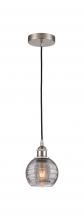  616-1P-SN-G1213-6SM - Athens Deco Swirl - 1 Light - 6 inch - Brushed Satin Nickel - Cord hung - Mini Pendant