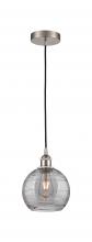  616-1P-SN-G1213-8SM - Athens Deco Swirl - 1 Light - 8 inch - Brushed Satin Nickel - Cord hung - Mini Pendant