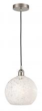  616-1P-SN-G1216-10WM - White Mouchette - 1 Light - 10 inch - Brushed Satin Nickel - Cord Hung - Mini Pendant