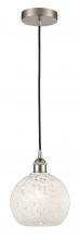  616-1P-SN-G1216-8WM - White Mouchette - 1 Light - 8 inch - Brushed Satin Nickel - Cord Hung - Mini Pendant