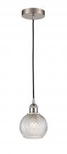  616-1P-SN-G122C-6CL - Athens - 1 Light - 6 inch - Brushed Satin Nickel - Cord hung - Mini Pendant