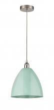  616-1P-SN-MBD-12-SF-LED - Plymouth - 1 Light - 12 inch - Brushed Satin Nickel - Cord hung - Mini Pendant