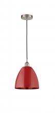  616-1P-SN-MBD-9-RD - Plymouth - 1 Light - 9 inch - Brushed Satin Nickel - Cord hung - Mini Pendant