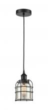  616-1PH-BK-G58-CE - Bell Cage - 1 Light - 6 inch - Matte Black - Mini Pendant