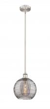  616-1S-SN-G1213-10SM - Athens Deco Swirl - 1 Light - 10 inch - Brushed Satin Nickel - Cord hung - Mini Pendant