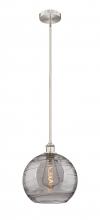  616-1S-SN-G1213-12SM - Athens Deco Swirl - 1 Light - 12 inch - Brushed Satin Nickel - Cord hung - Mini Pendant