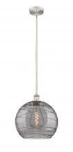  616-1S-SN-G1213-14SM - Athens Deco Swirl - 1 Light - 14 inch - Brushed Satin Nickel - Cord hung - Pendant